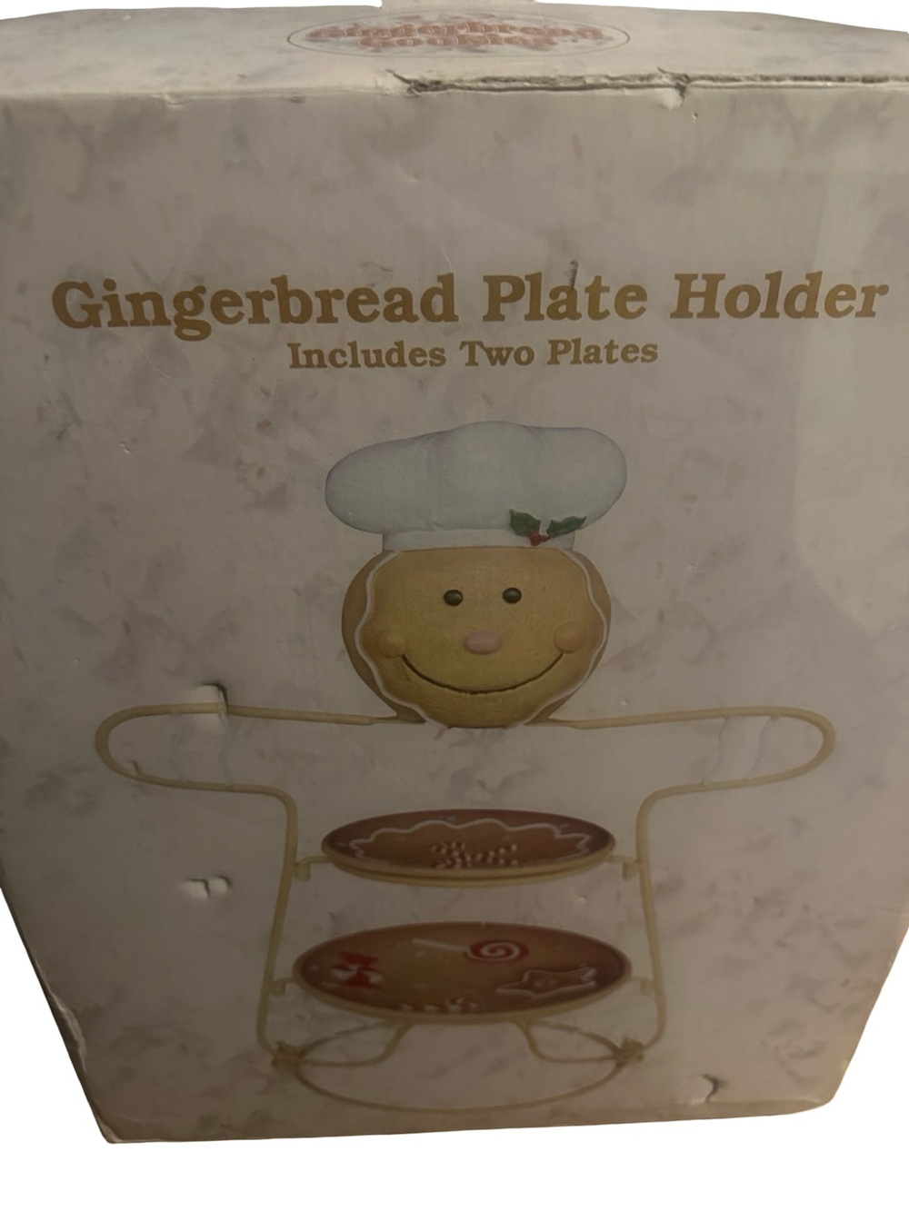 Cracker Barrel Gingerbread Plate Holder with Two Plates - new